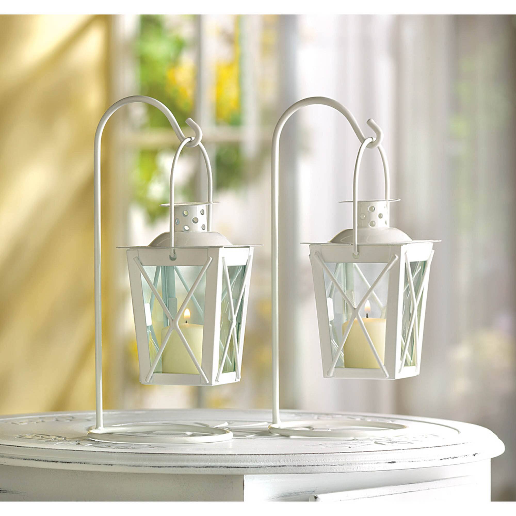 9" White Railroad Candle Lanterns